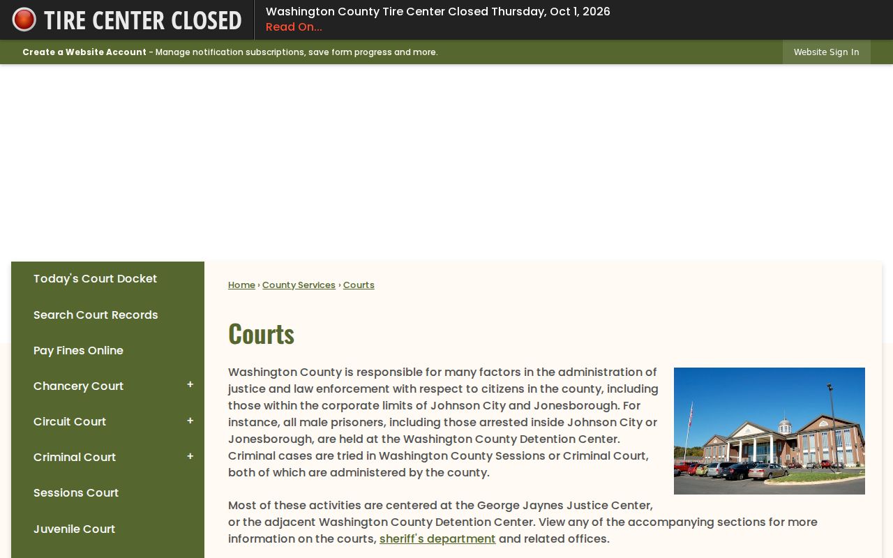 Washington County warrant record research with the official courts overview