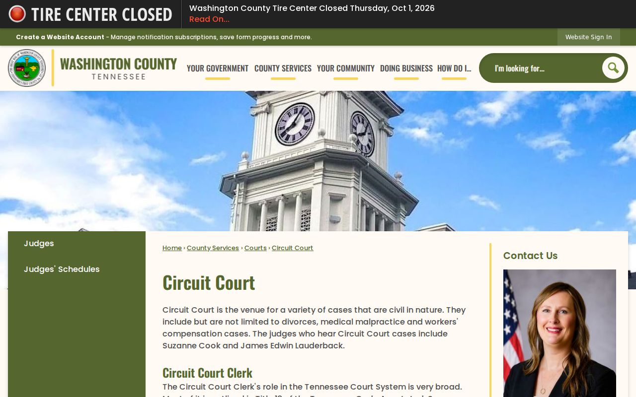 Washington County warrant lookup routing through the Circuit Court clerk office